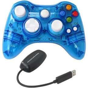 USonline911 2.4Ghz Wireless Gamepad Controller Compatible for Xbox 360, Gaming Joypad Features Double Motor Vibration - Blue