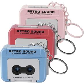 3PCS Retro Mini Tape Recorder Keychain: 3-in-1 Microcassette Player | Tape Recorder | CD Keychain with Music - Portable Micro Cassette Players & Recorders - Group Gift for Backpack Handbag