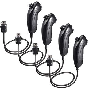 4 pack Wii Nunchuck Controller, Nunchuk Controller Replacement Compatible for Wii Wii U Console (4 pack white)