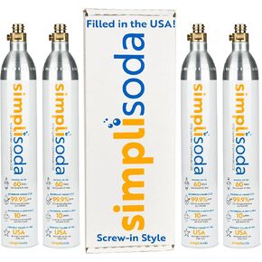 60L CO2 Canister Cylinders - Compatible w/Sodastream BLUE Screw-In Only, Ninja Thirsti, Philips, and More - Threaded Style Soda Streaming Machine CO2 Tanks Gas Refill, | 14.5 oz, Set of 4