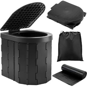 KINSPORY Camping Toilet, Portable Toilet for Adults & Kids, Foldable Potty & Outdoor Emergency Sanitation Products, Trash Can, Stool for Car Truck Camping Travel Hiking Fishing Long Trips