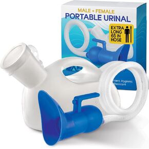 Male Urinal Bottle with 65" Hose and Female Adapter, 2000ml Portable Urinal for Men Spill Proof Nighttime Design, Car Travel Urine Bottle, Bedside Pee Bottle for Elderly, Truck Drivers, Hospital Use