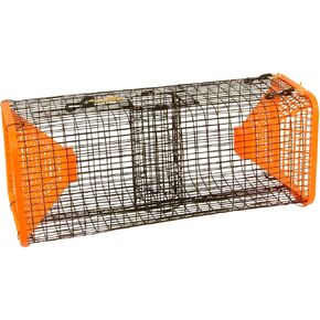 Protoco 9 x 9 x 24 Inch Crawfish and Shrimp Trap, Freshwater & Saltwater Cage Style Fishing Trap for Crawfish, Crayfish, Crawdads, Shrimp - Black / Orange