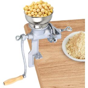 Samger Manual Corn Grinder with Low Hopper, Anti-Rust Cast Iron Hand Grinder Grain Mill Table Clamp, Domestic Use for Corn Rice Wheat Soybeans Pepper Chickpeas