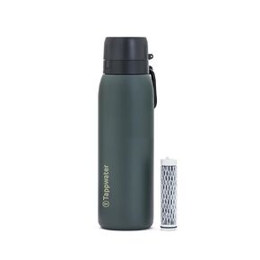 Tappwater Bottlepro Adventure - زجاجة ماء من الفولاذ المقاوم للصدأ مع مرشح للسفر والرياضة ، مرشحات 100+ مادة غير مرغوب فيها. تنقية المياه غير الشرب. قابلة لإعادة الاستخدام 25 أوقية خالية من BPA (أسود)