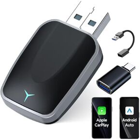 Wireless CarPlay Adapter for iPhone/Android Auto, 3 in1 Plug and Play Convert Wired to Wireless Apple CarPlay Adapter, Mini Size with Type-C Interface, Stable Control & No Delay