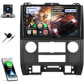 [2+64G] Android 13 Car Stereo for Ford Escape 2008-2012/Mazda Tribute 2008-2012 with Apple Carplay&Android Auto,9 Inch Touch Screen Car Radio with GPS WiFi Bluetooth FM/RDS SWC AUX-in+Backup Camera in Saudi Arabia