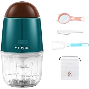 Mini Food Processor, Cordless Small Food Chopper & Blender for Meat,Vegetables,Fruit – 200W Portable,6 Sharp Blades–1.3 Cup (10 oz) Glass Container, Dishwasher Safe – Compact Kitchen Gadget (Green)