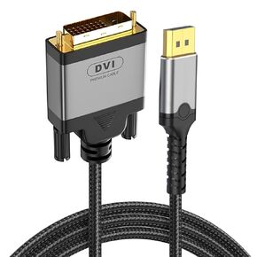 DisplayPort to DVI Cable 6 ft - Supports 4K@30Hz Ultra-Durable Nylon-Braided DP to DVI-D Adapter with Gold-Plated Connector for Monitor, Projector & More