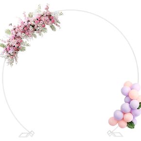 Fomcet 8FT Gold Round Backdrop Stand Circle Balloon Arch Frame Large Metal Wedding Arch for Anniversary Birthday Party Valentine Ceremony Wedding Decorations Thickened Square Tubes