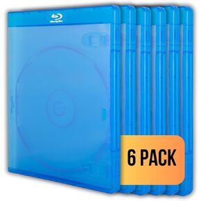Original Single Blu Ray Cases (6 Pack) – Studio Quality Replacement Blu-ray Boxes | 1 Disc Storage Case | 12MM Standard Size | Eco-Friendly Blue Ray Cases