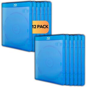 حالات Blu Ray الفردية الأصلية (12 حزمة قيمة)-صناديق استبدال جودة الاستوديو | 1 حالة تخزين القرص | الحجم القياسي 12mm | حالات الأشعة الأزرق الصديقة للبيئة
