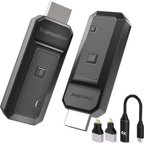 Wireless HDMI Transmitter and Receiver, 165Ft Plug & Play Wireless HDMI, 4K Decode 1080P Output, 2.4G/5G Portable HDMI Extender for TV/Projector/PC/Conference