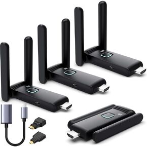 Wireless HDMI 3 Receivers and Transmitter Set,50M/165FT,No Hot,Plug and Play,2.4/5.8GHz Wirelessly Stream to Multiple TV/Projectors,USB-C Wireless HDMI Splitter for Macbook/DVR/Camera/Laptop/Switch/PC