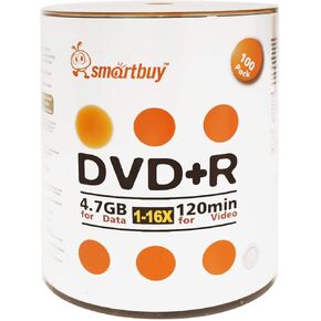 Smartbuy 600-disc 4.7gb/120min 16x DVD+R Logo Top Blank Data Recordable Media Disc