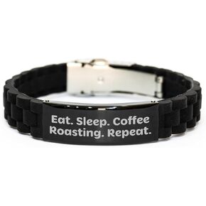 Eat Sleep Coffee Roasting Repeat Glide lock Clasp Valentine's Unique Gift for Coffee Lovers