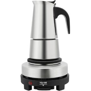 Coffee Pot,Stainless Steel Stovetop Espresso Maker - Italian Moka Pot with 500W Electric Coffee Warmer for 4 Cups