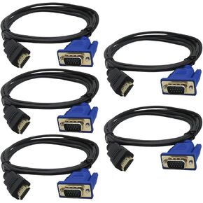 2Pcs High Definition HDMI to VGA Adapter Cable 6ft/1.8m Gold-Plated 1080P HDMI Male to VGA Male Active Video Converter Cord for Notebook PC DVD Player Laptop TV Projector Monitor