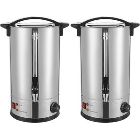 2 Pack Commercial Grade Stainless Steel Percolate Coffee Maker Hot Water Urn and Hot Beverage Dispenser Electric Drink Dispenser for Catering, 15L