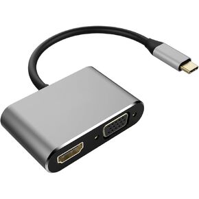 USB-C to HDMI VGA Adapter for Compatible with Samsung Galaxy Tab S7/S8/S9 11" Tablets - Video Splitter HDTV Cable TV Video Hub Projector Converter Y4K