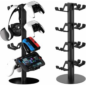 Game Controller Holder Stand Compatible with Nintendo Switch 2 Xbox PS5 PS4, 4 Tiers Aluminum Gaming Headphones Stand Headset Holders & Desk Mounts for 8 Packs Controller