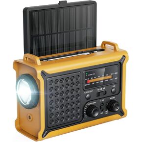 Raynic NOAA Weather Radio 12000mAh, Emergency Weather Radio with 2X Faster Solar & Hand Crank Charging, 5W Flashlight, Reading Lamp, Cell Phone Charger, SOS for Hurricane, Storm, Camping