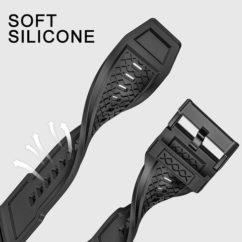 Silicone Band with Stainless Steel Case Cover Compatible with Samsung Galaxy Watch 7 44mm Bands Protective Case Cover for Men (Black) in Saudi Arabia