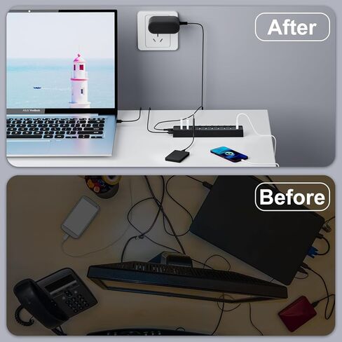 Powered USB Hub 3.0, 10-Port USB Splitter Hub with Individual On/Off Switches and 12V/2A Power Adapter USB Extension in Kuwait