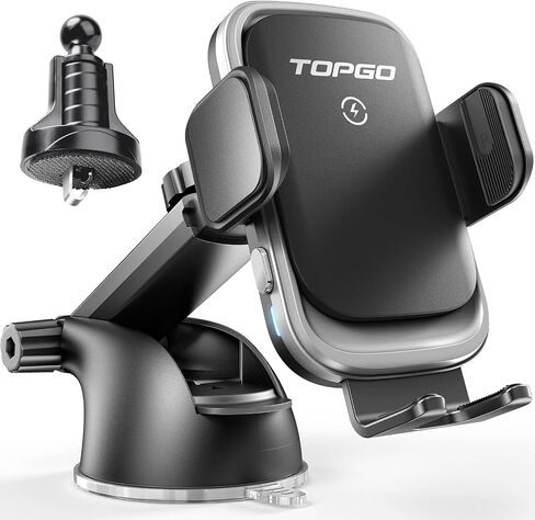 [Upgraded] TOPGO Cup Holder Phone Mount Wireless Charger,Universal Cell Phone Holder Car Charger Wireless-Charger-Cup-Phone-Holder Fast Charging for iPhone11/11 Pro/11 Pro Max, Samsung Galaxy Black in Saudi Arabia
