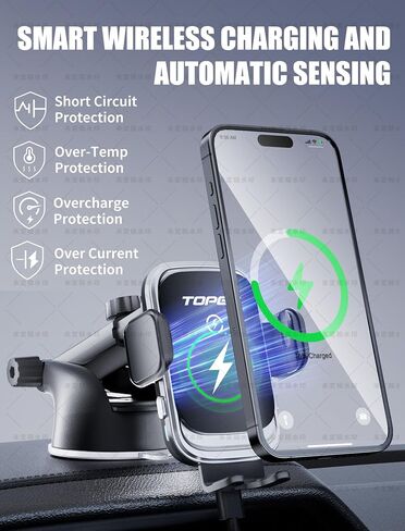 [Upgraded] TOPGO Cup Holder Phone Mount Wireless Charger,Universal Cell Phone Holder Car Charger Wireless-Charger-Cup-Phone-Holder Fast Charging for iPhone11/11 Pro/11 Pro Max, Samsung Galaxy Black in Saudi Arabia