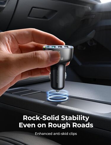 75W Car Charger USB C, 4 Port Super Fast Cigarette Lighter USB Charger, Type C 60W & QC 3.0 Multiport Car Phone Adapter Accessories for iPhone 17/16/15/14 Samsung S26 Series with 3.3ft 60W USB C Cable in Saudi Arabia