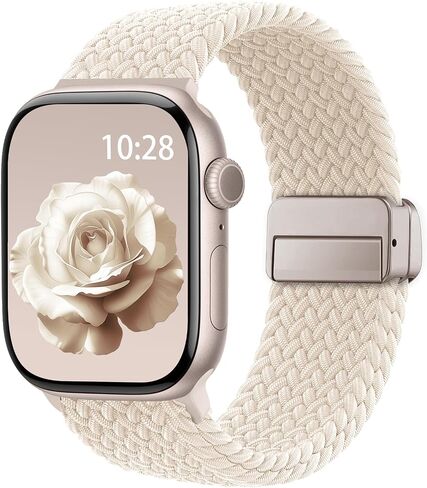 نطاق مطار مضفر متوافق مع نطاقات Apple Watch 38mm 40mm 41mm 42mm 44mm 45mm 46mm 49mm النساء الرجال ، حزام رياضة مغناطيسي من نايلون منفر in Kuwait