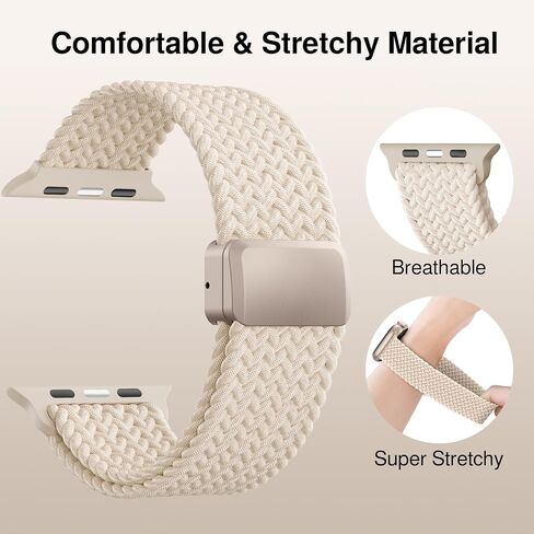 نطاق مطار مضفر متوافق مع نطاقات Apple Watch 38mm 40mm 41mm 42mm 44mm 45mm 46mm 49mm النساء الرجال ، حزام رياضة مغناطيسي من نايلون منفر in Kuwait