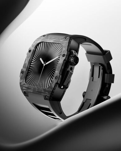 Carbon Fiber Case for Apple Watch Series 10 46mm Men Sport Rubber Band Metal Folding Buckle Accessories for Iwatch Mod Kit Set in Saudi Arabia
