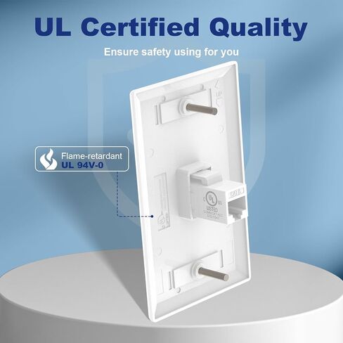 VCE لوحة جدار إيثرنت 2 منفذ (UL مدرج)، Cat6 أنثى إلى أنثى مقبس الحائط RJ45 Keystone مضمنة مقرن جداري ، أبيض (2 حزمة) in Kuwait