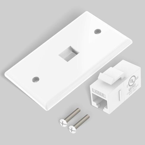 VCE لوحة جدار إيثرنت 2 منفذ (UL مدرج)، Cat6 أنثى إلى أنثى مقبس الحائط RJ45 Keystone مضمنة مقرن جداري ، أبيض (2 حزمة) in Kuwait
