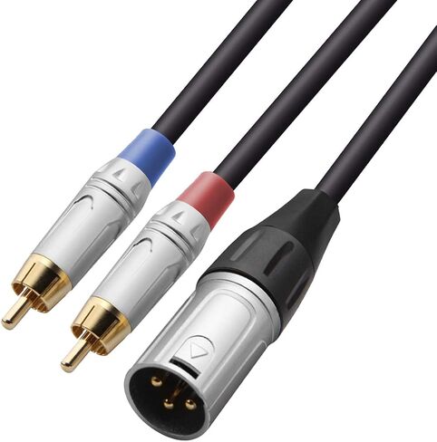 Tisino 2 RCA to XLR Male Y Splitter Cable, Unbalanced Dual RCA Male to 1 XLR Splitter Duplicator Lead Y-Cable Adapter - 3.3 feet in Saudi Arabia