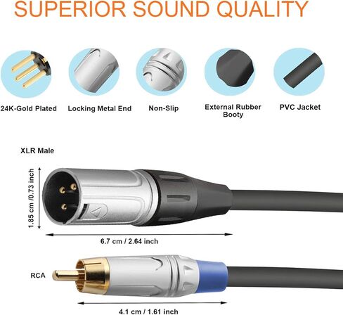 Tisino 2 RCA to XLR Male Y Splitter Cable, Unbalanced Dual RCA Male to 1 XLR Splitter Duplicator Lead Y-Cable Adapter - 3.3 feet in Saudi Arabia