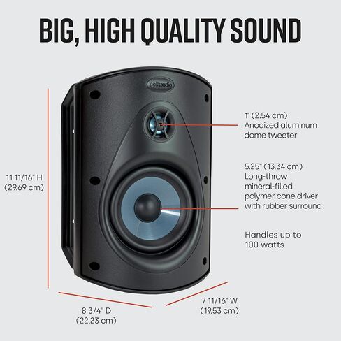 Polk Audio Atrium 6 مكبرات صوت خارجية في جميع أنحاء الهواء الطلق مع حاوية رد الفعل الباس (زوج ، أسود) مكبرات صوت خارجية 4 مع باس قوي (زوج ، أسود) in Saudi Arabia