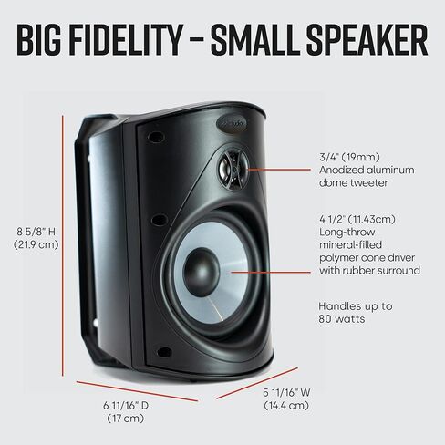 Polk Audio Atrium 6 مكبرات صوت خارجية في جميع أنحاء الهواء الطلق مع حاوية رد الفعل الباس (زوج ، أسود) مكبرات صوت خارجية 4 مع باس قوي (زوج ، أسود) in Saudi Arabia