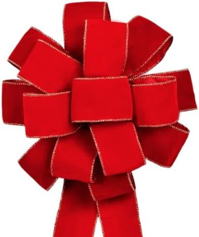 3pcs Christmas Red Black Buffalo Plaid Bows 12"x 26", Large Buffalo Check Wired Ribbon Bows, Premade Burlap Bows, Farmhouse Wreath Bows, Christmas Tree Topper, For Holiday, Gift Wrapping, Xmas Party in Saudi Arabia