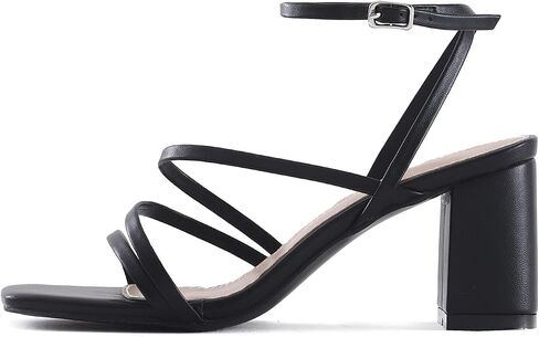 LACUONE Strappy Heels for women Block Heels Square Toe Chunky Ankle Buckle Pump Heeled Sandals (8,Orange) in Saudi Arabia