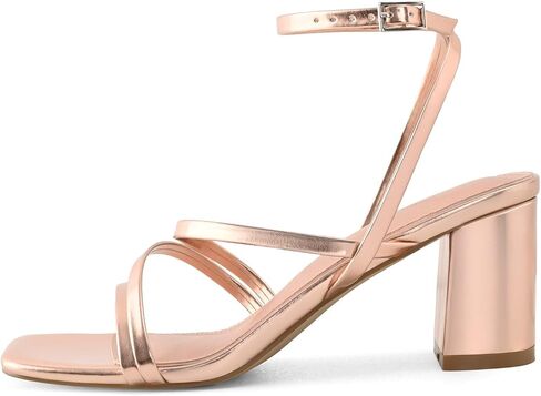 LACUONE Strappy Heels for women Block Heels Square Toe Chunky Ankle Buckle Pump Heeled Sandals (8,Orange) in Saudi Arabia