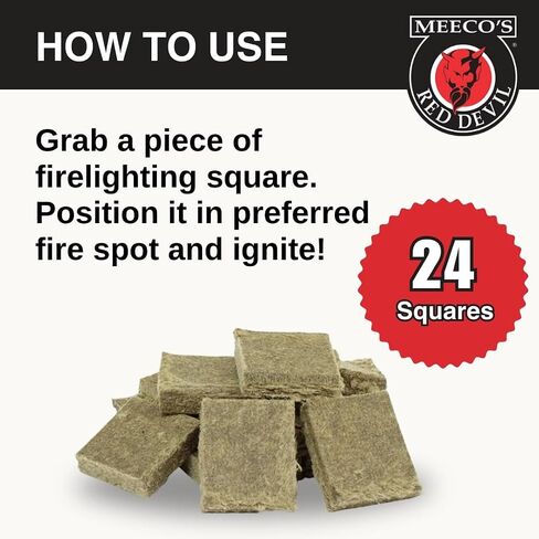 MEECO'S RED DEVIL Surestart® Firelighting Squares Pack of 144 - Quick Lighting for Indoor/Outdoor Fireplaces, Wood Stoves, Pellet Stoves, Campfires, Fire Pits, Smoker Grills, & Pizza Ovens in Saudi Arabia