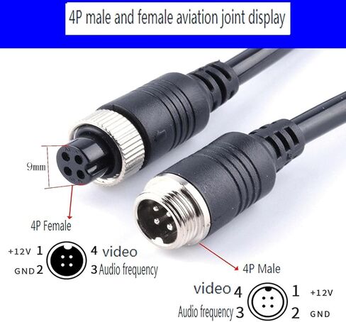 priaolker Car Video 4Pin Aviation Extension Cable for CCTV Rearview Camera Car Truck Trailer Camper Bus Motorhome Vehicle Backup Monitor Waterproof Shockproof System 10FT/3M in Kuwait
