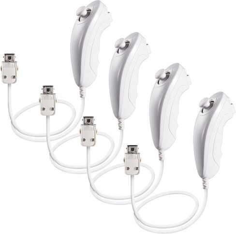 4 Pack Wii Nunchuck Controller ، استبدال وحدة تحكم Nunchuk متوافق مع وحدة التحكم Wii Wii U (4 حزمة بيضاء) in Saudi Arabia