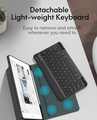 CHESONA Keyboard Case for iPad 9th Generation 2021 10.2 Inch, Detachable Wireless with Pencil Holder Stand Folio Keyboard Cover for iPad 9th Gen/8th Gen/7th Gen 10.2" (Black) in Saudi Arabia