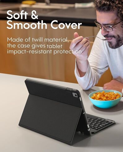 CHESONA Keyboard Case for iPad 9th Generation 2021 10.2 Inch, Detachable Wireless with Pencil Holder Stand Folio Keyboard Cover for iPad 9th Gen/8th Gen/7th Gen 10.2" (Black) in Saudi Arabia