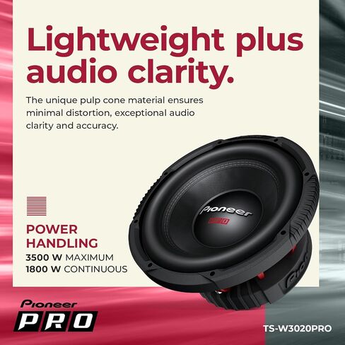 Pioneer TS-W3020PRO, Car Audio Speakers, Full Range, Clear Sound Quality, Easy Installation and Enhanced Bass Response, 12" Speakers in Saudi Arabia