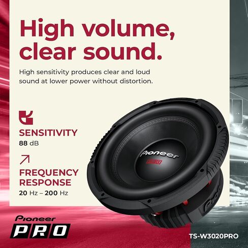 Pioneer TS-W3020PRO, Car Audio Speakers, Full Range, Clear Sound Quality, Easy Installation and Enhanced Bass Response, 12" Speakers in Saudi Arabia